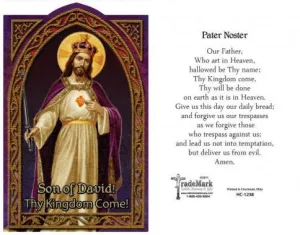 Pater Noster (Our Father) Holy Card (embossed) Christ the King