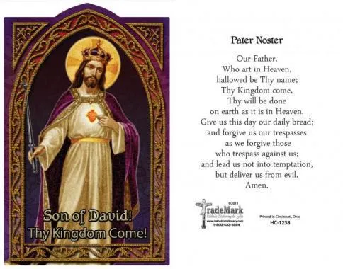 Pater Noster (Our Father) Holy Card (embossed) Christ the King