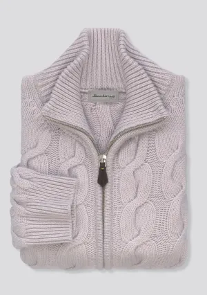 Pearl Grey Patterned Zip Pullover