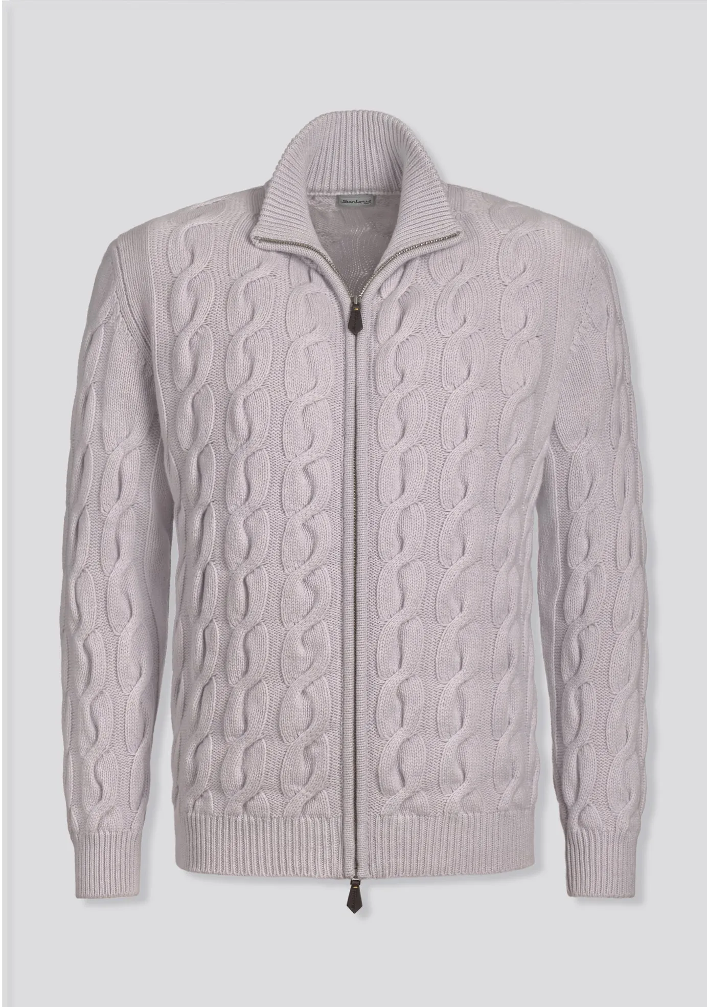 Pearl Grey Patterned Zip Pullover