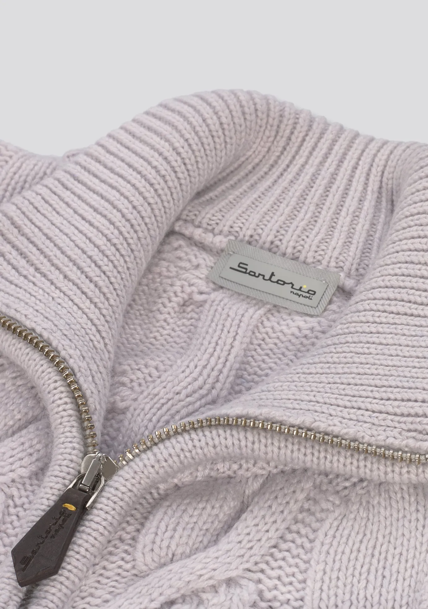 Pearl Grey Patterned Zip Pullover