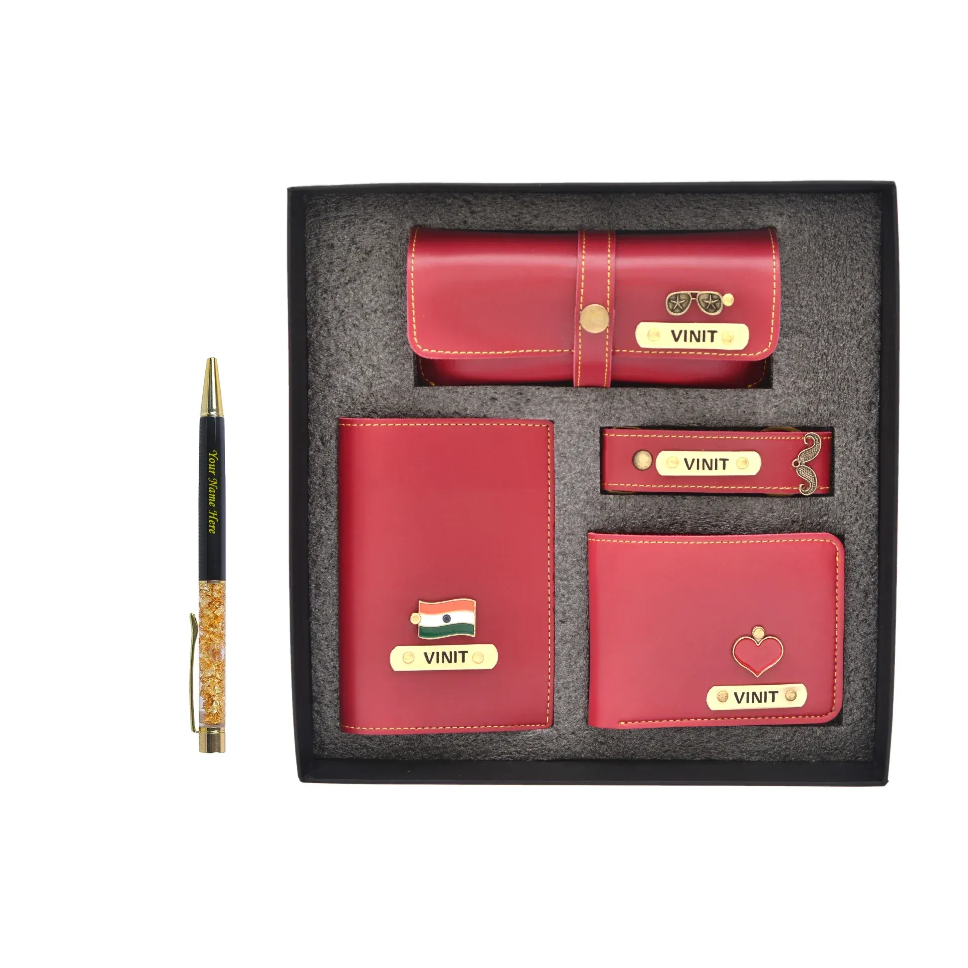 Personalised Pen & All in One Men's Combo (4 pcs) - Wine