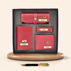 Personalised Pen & All in One Men's Combo (4 pcs) - Wine
