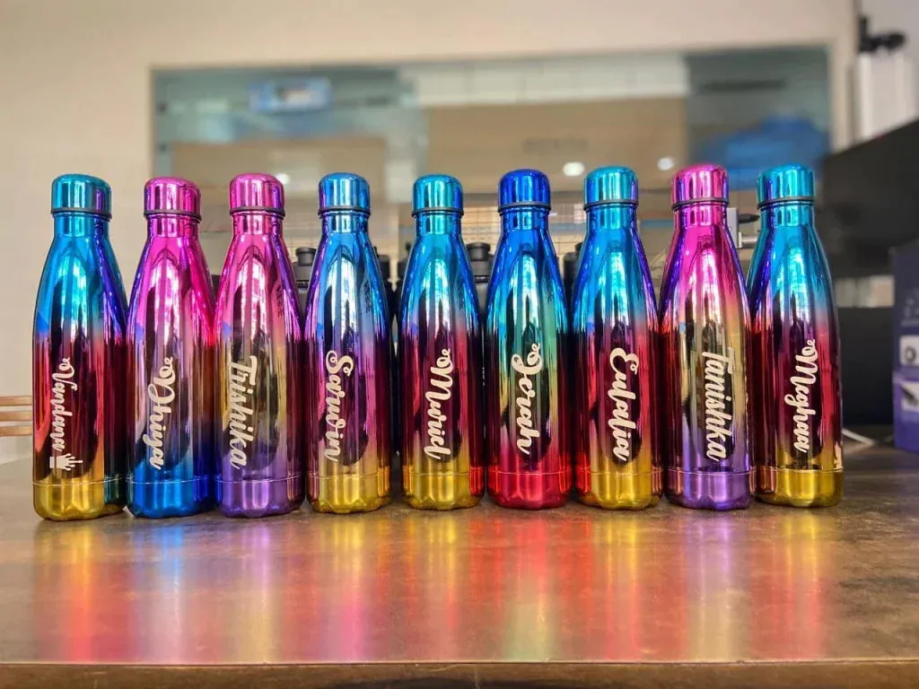 Personalized All in One Men's Combo (4 pcs) & Customized Rainbow Stainless Steel Water Bottles & Stainless Steel Mug - Tan