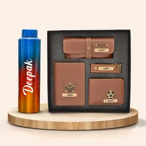 Personalized All in One Men's Combo (4 pcs) & Rainbow Classic Bottle 1Litre - Tan