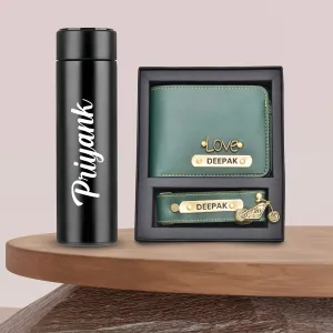 Personalized Bottle & Men's Combo (2 pcs) - Olive Green