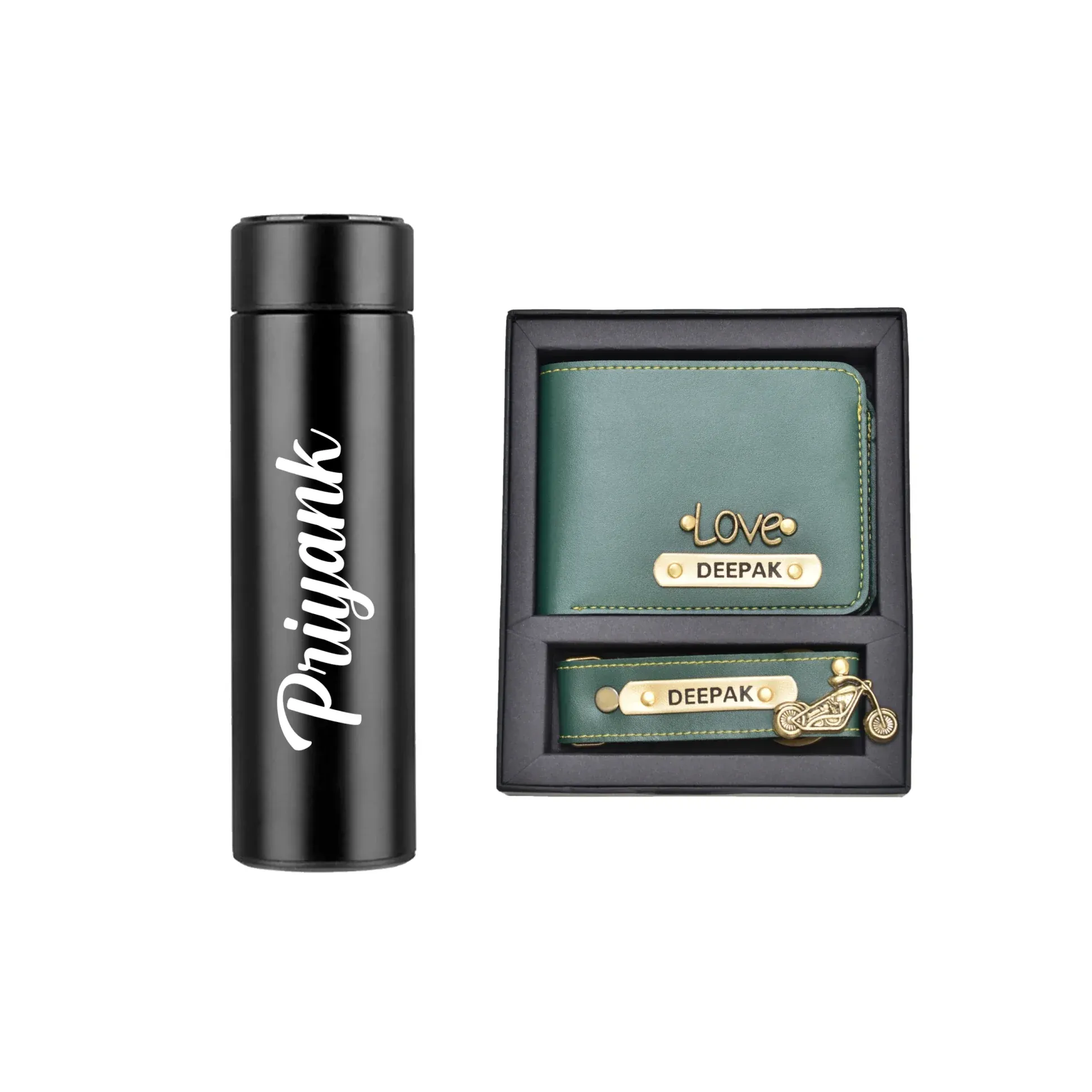 Personalized Bottle & Men's Combo (2 pcs) - Olive Green