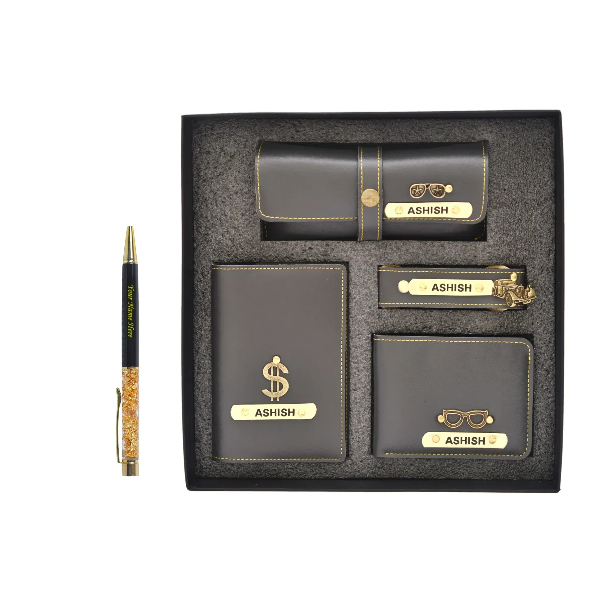 Personalized Pen & All in One Men's Combo (4 pcs) - Grey