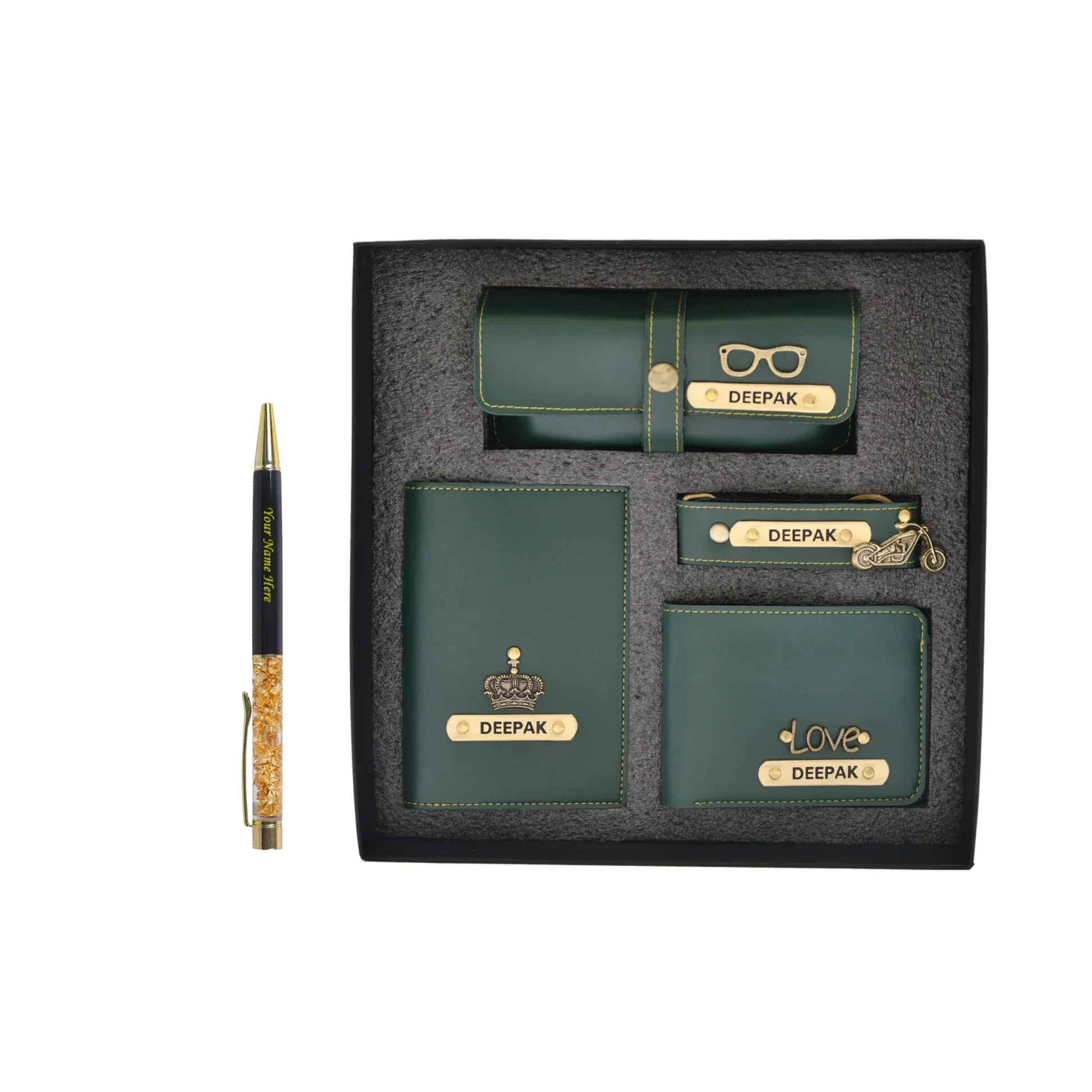 Personalized Pen & All in One Men's Combo (4 pcs) - Olive Green