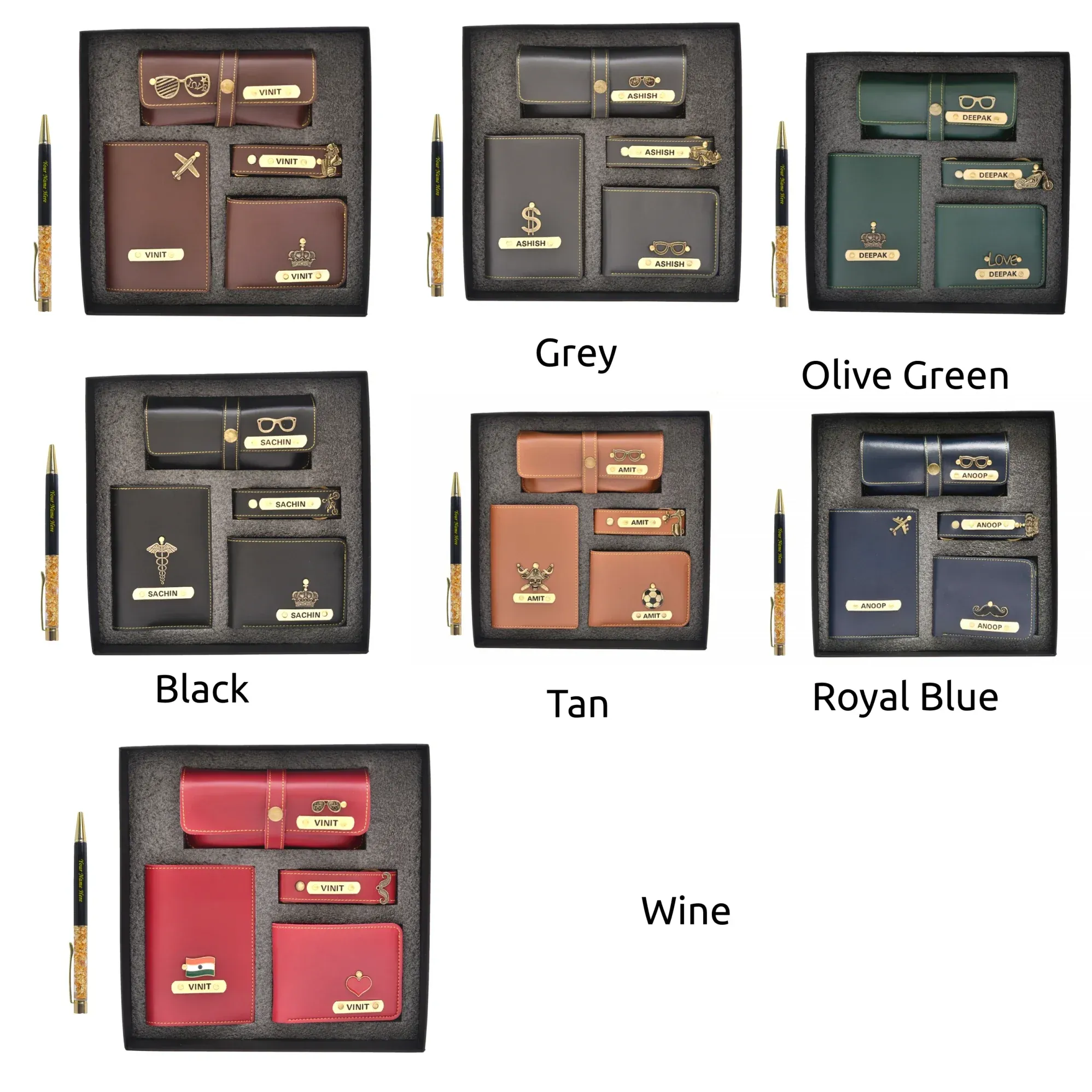 Personalized Pen & All in One Men's Combo (4 pcs) - Olive Green