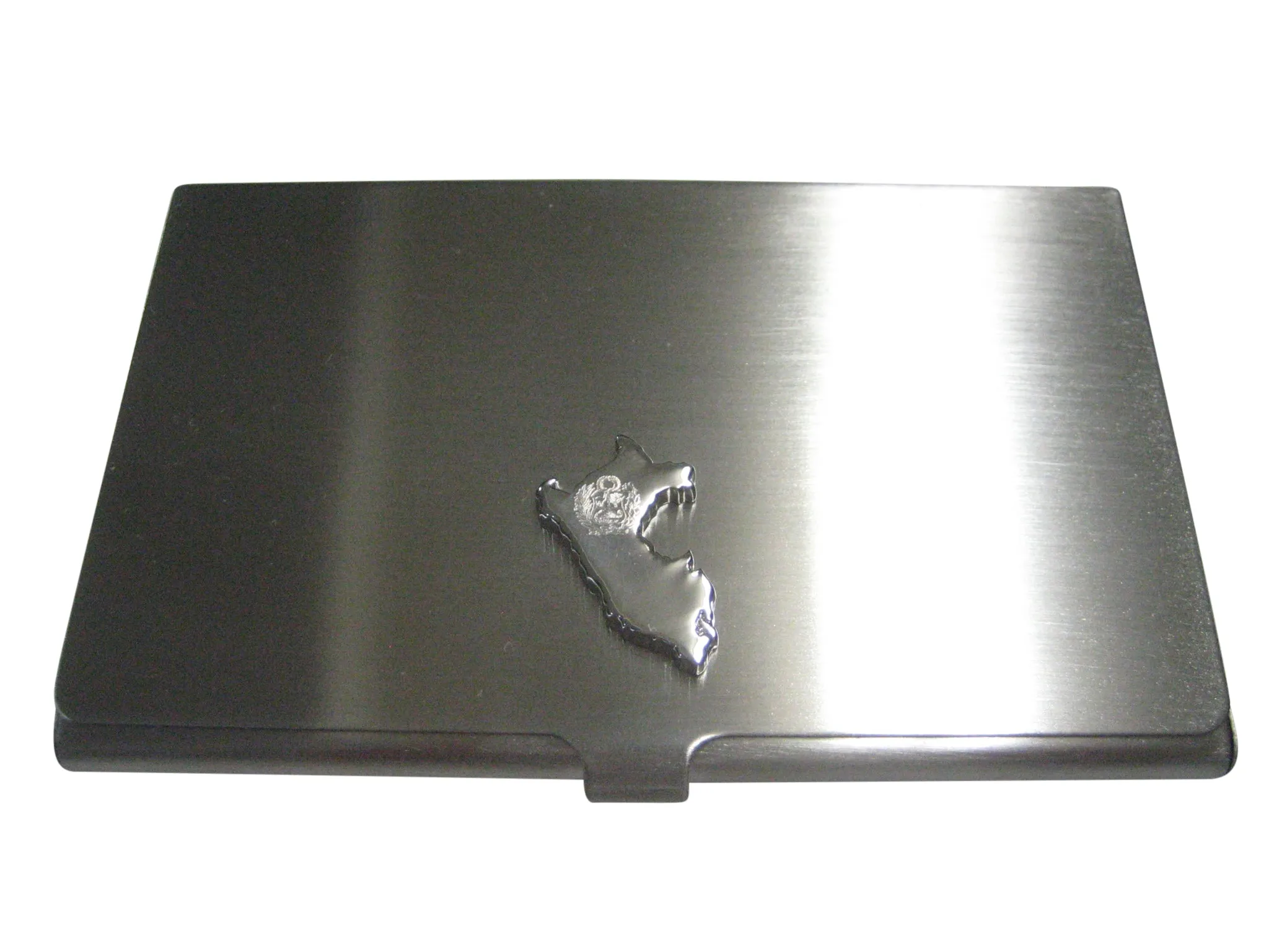 Peru Map Shape and Flag Design Business Card Holder