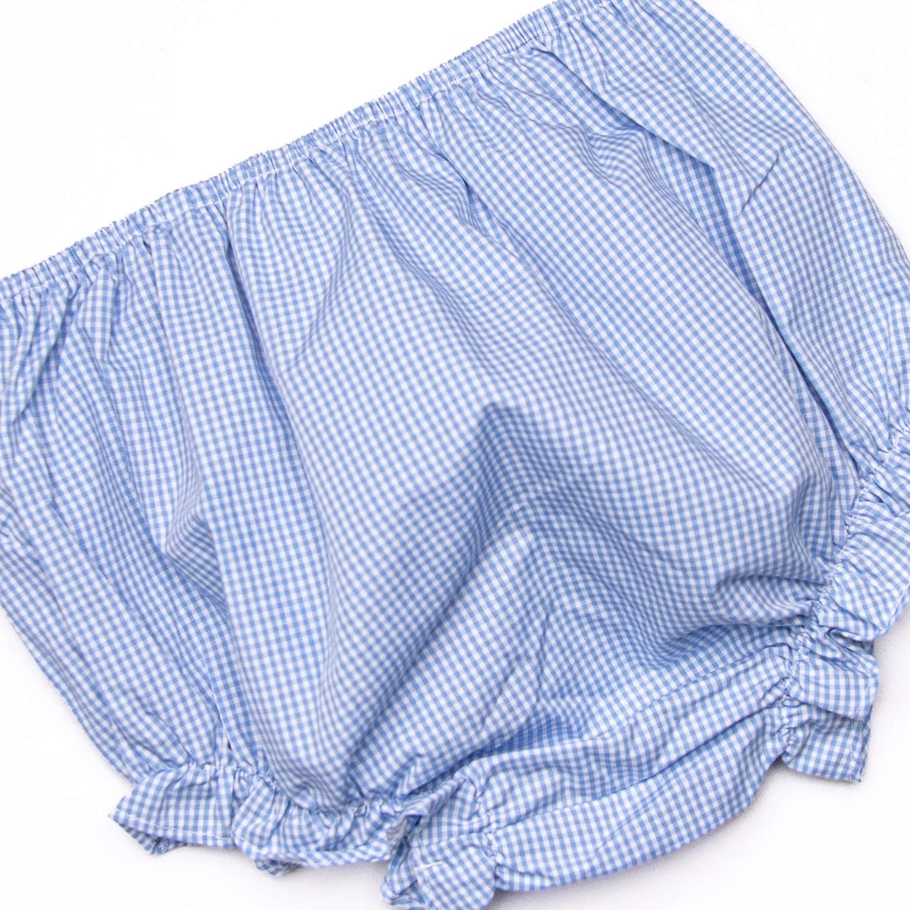 Petal Me Pretty Applique Diaper Set, Blue Gingham
