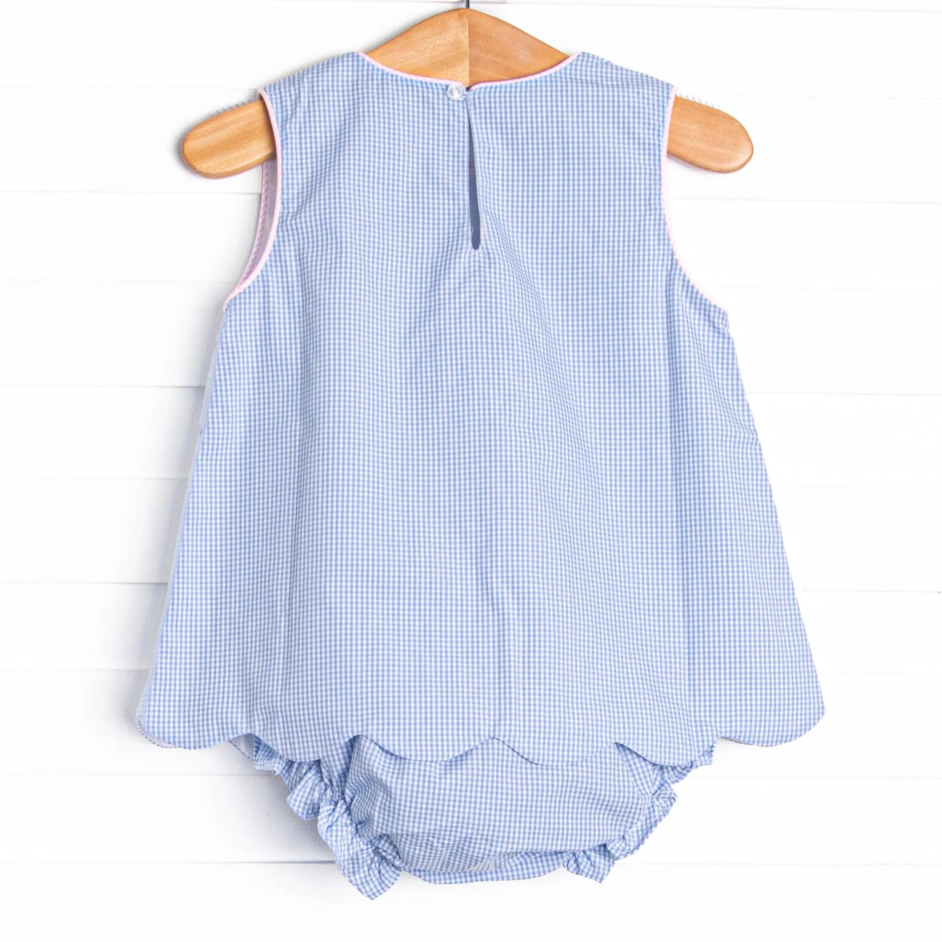 Petal Me Pretty Applique Diaper Set, Blue Gingham