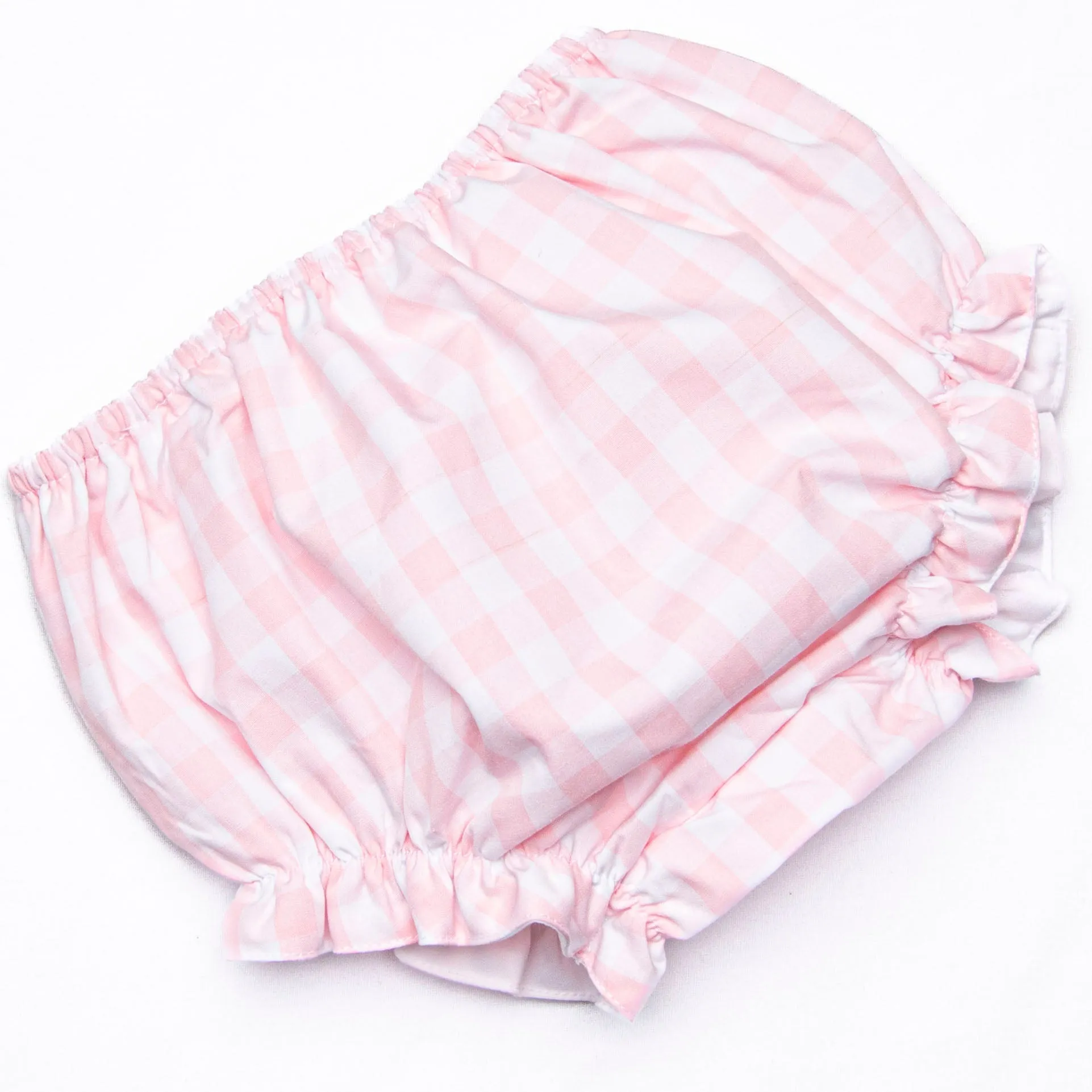 Petal Me Pretty Applique Diaper Set, Pink Check