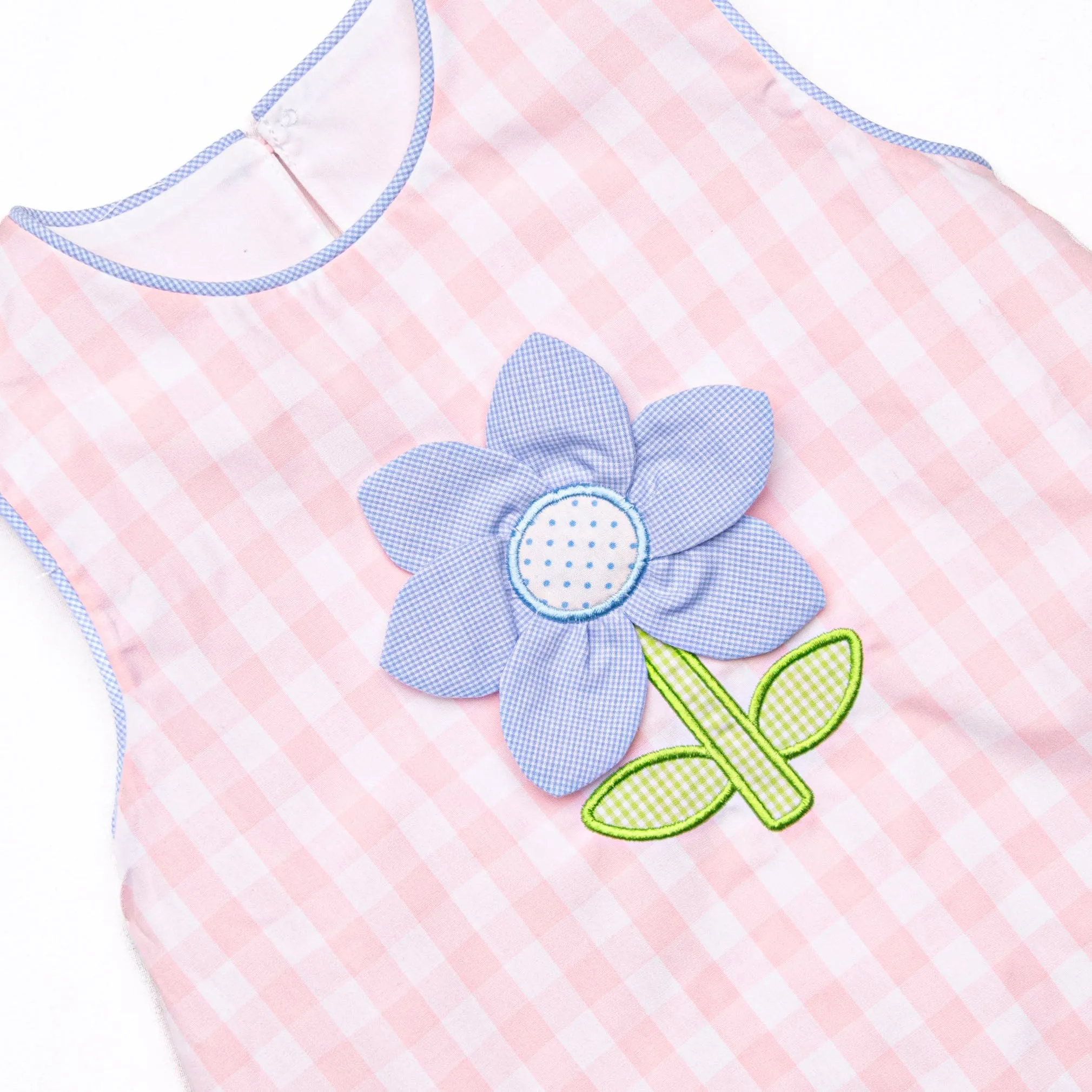 Petal Me Pretty Applique Diaper Set, Pink Check