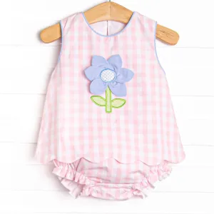 Petal Me Pretty Applique Diaper Set, Pink Check