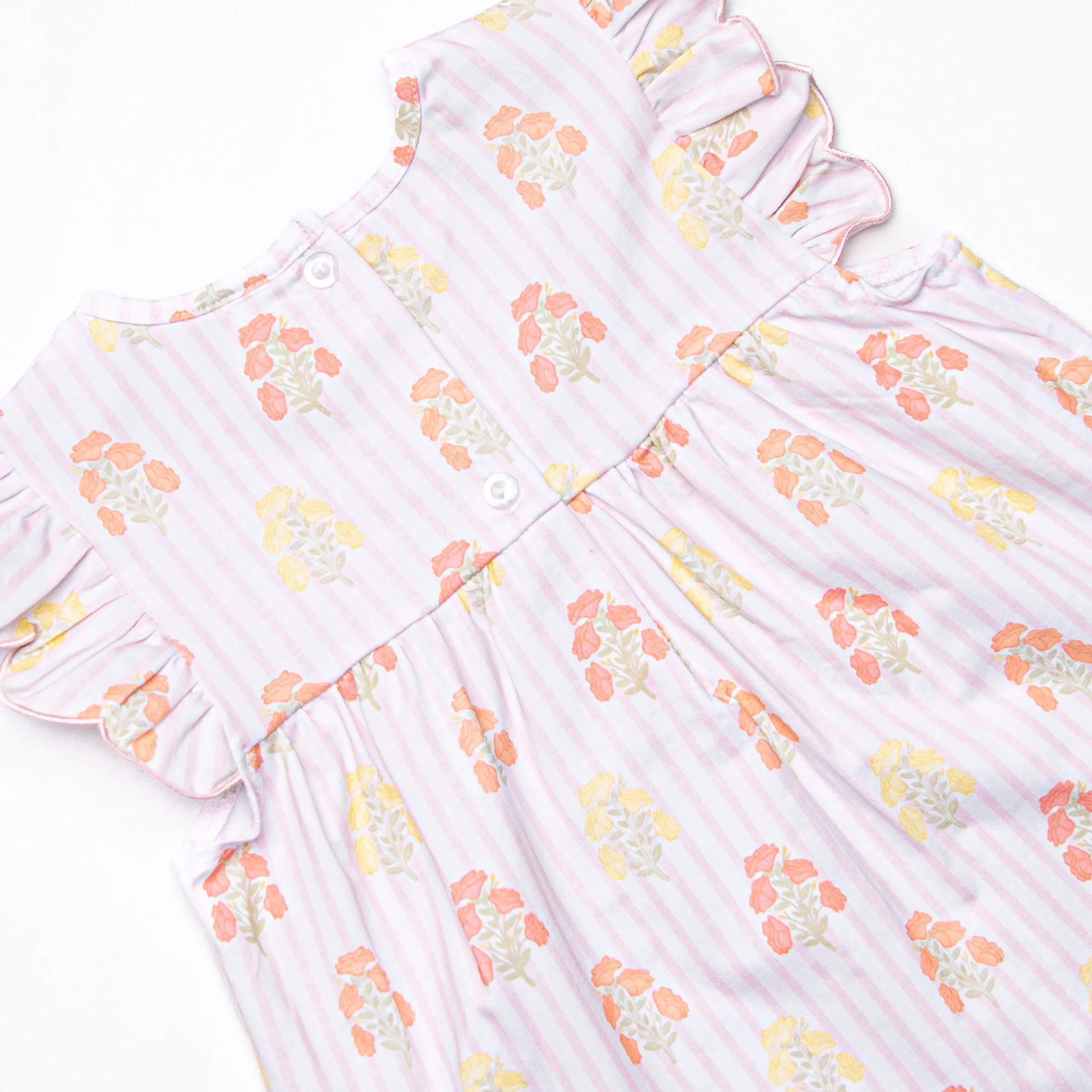 Pinstripe Petals Diaper Set, Pink