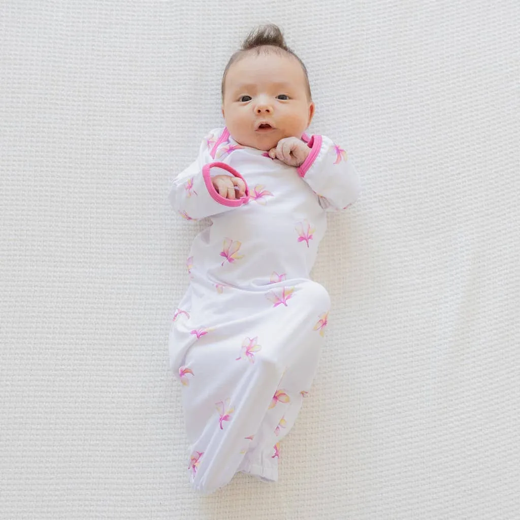 Plumeria Bamboo Layette Gown: 0-3M
