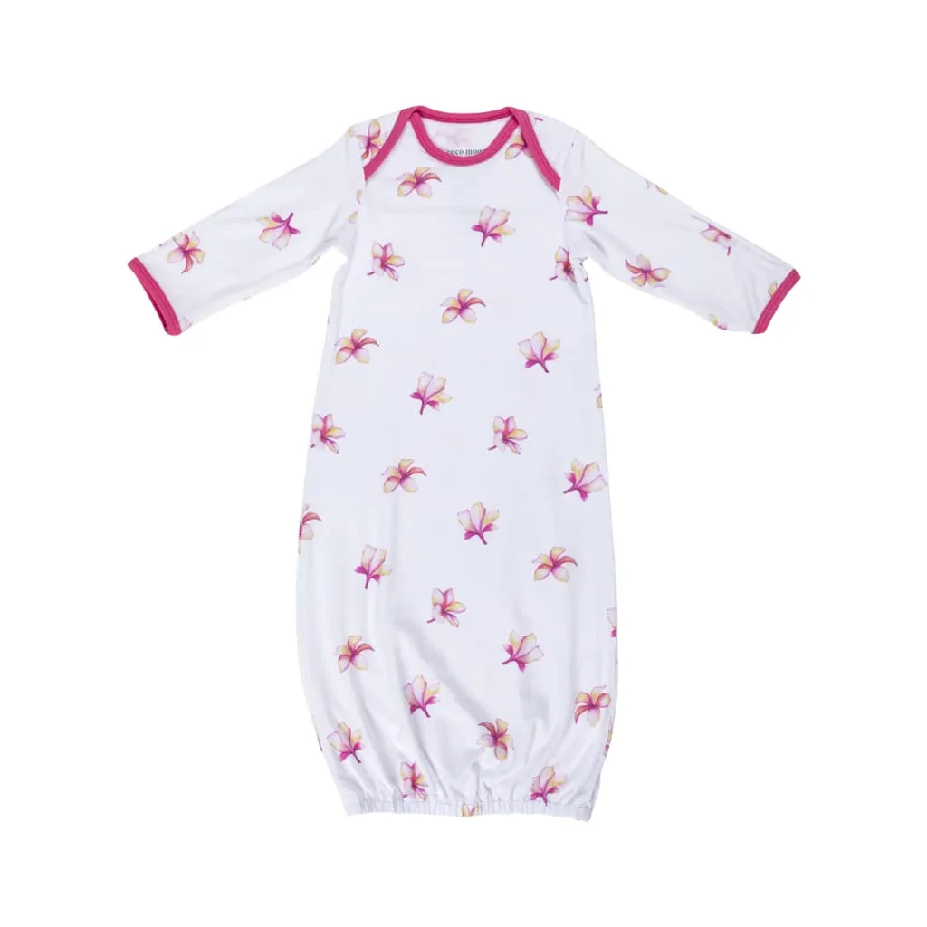 Plumeria Bamboo Layette Gown: 0-3M