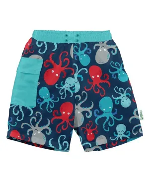 Pocket Trunks With Built-In Reusable Absorbent Swim Diaper in Navy Octopus (Min. of 1, multiples of 1)