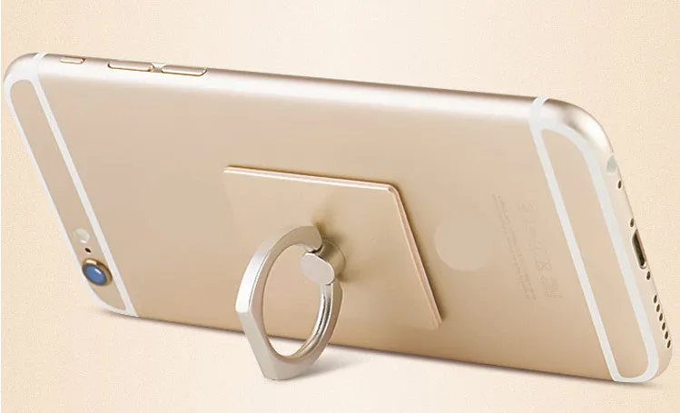 Portable Universal Metal Finger Ring Phone Holder - 360?? Rotating Bracket for iPhone Samsung, Gold