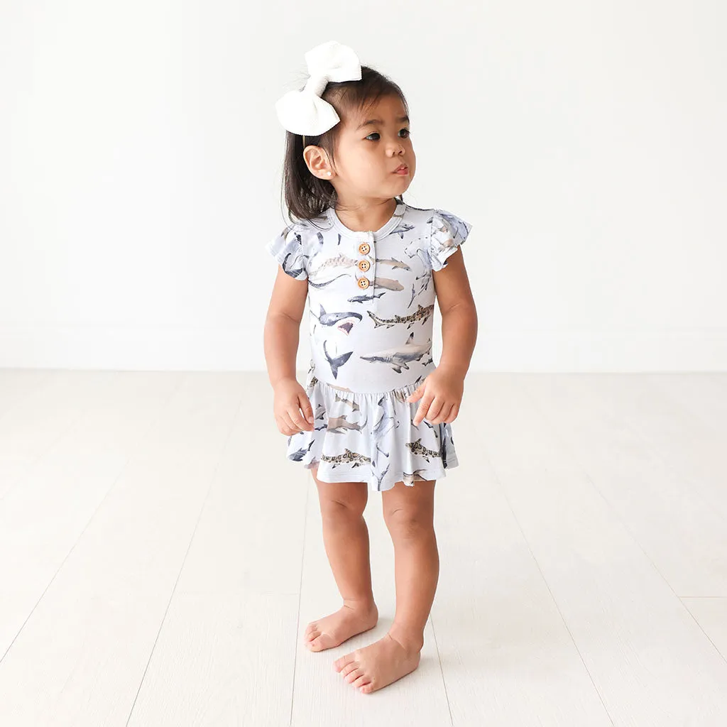 Posh Peanut Maverick Ruffled Capsleeve Henley Twirl Skirt Bodysuit