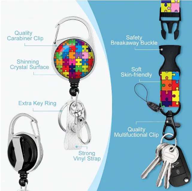 Puzzle Lanyard with Card Holder and Clip