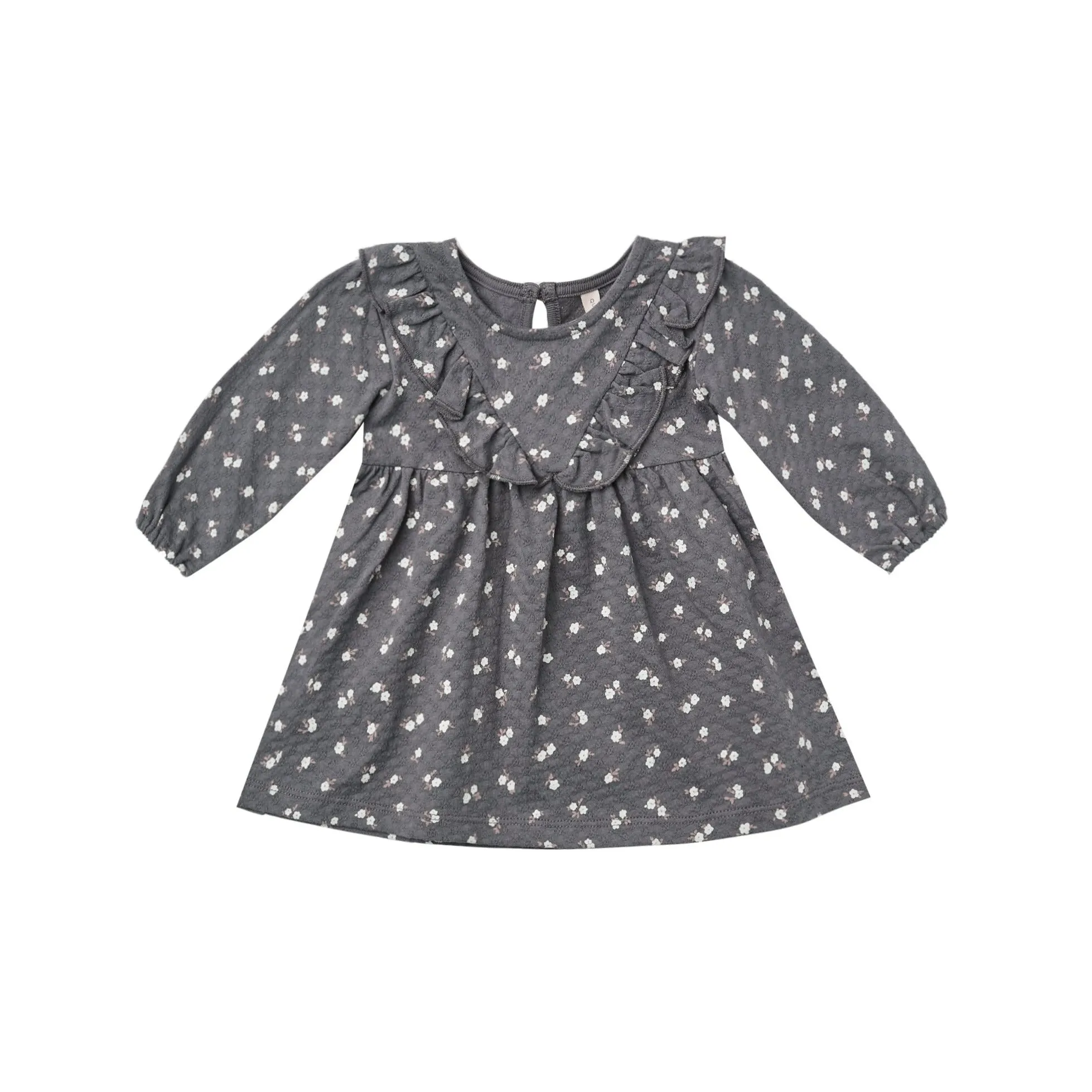 Quincy Mae Long Sleeve Ruffle V Dress - Dark Floral