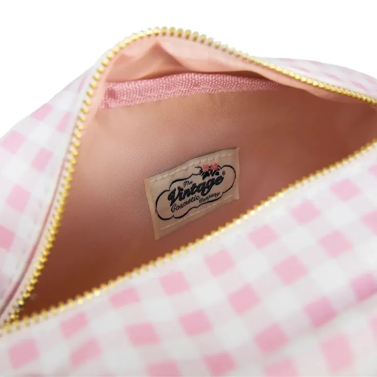 "Summer Girls" Pink Gingham Multipurpose, Lined Cosmetic Pouch — Perfect for Everyday On-The-Go & Travel