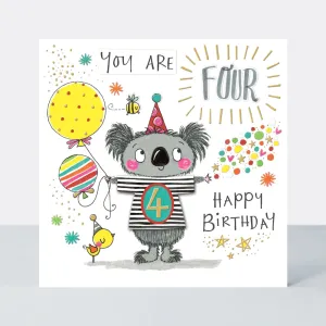 Rachel Ellen T-Party Age 4 Birthday Card