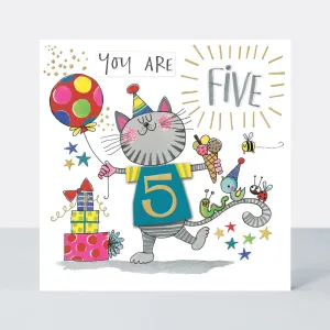 Rachel Ellen T-Party Age 5 Birthday Card