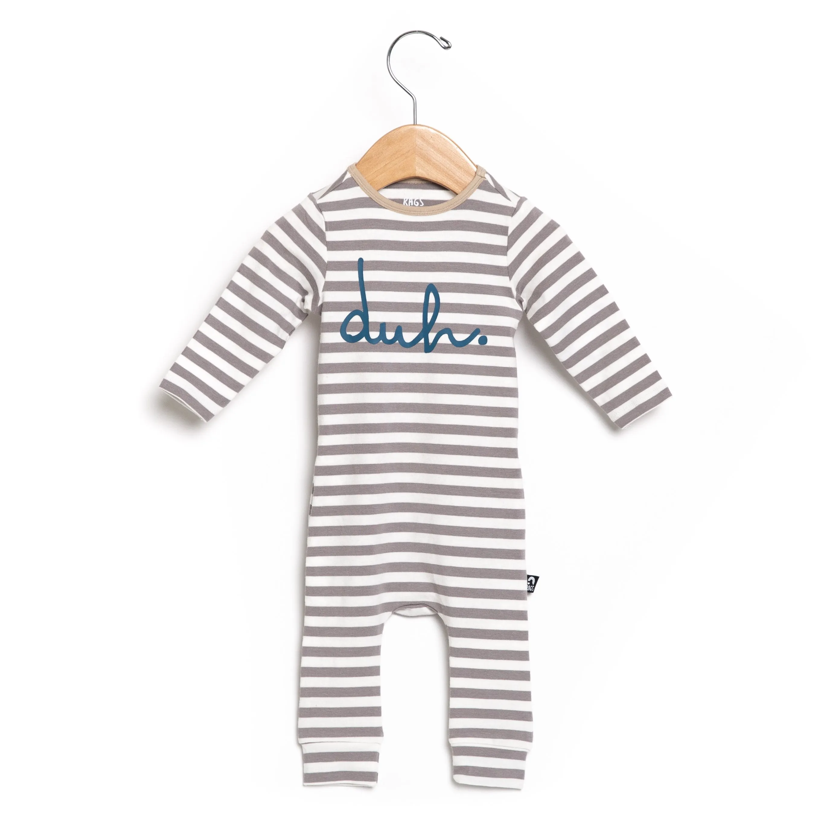 RAGS Infant Rag Romper - Duh Gray & White Stripe