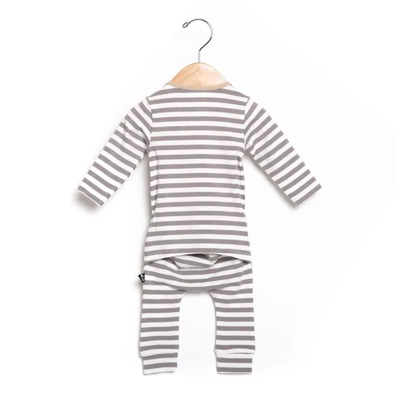 RAGS Infant Rag Romper - Duh Gray & White Stripe