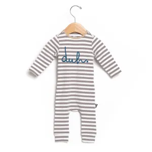 RAGS Infant Rag Romper - Duh Gray & White Stripe