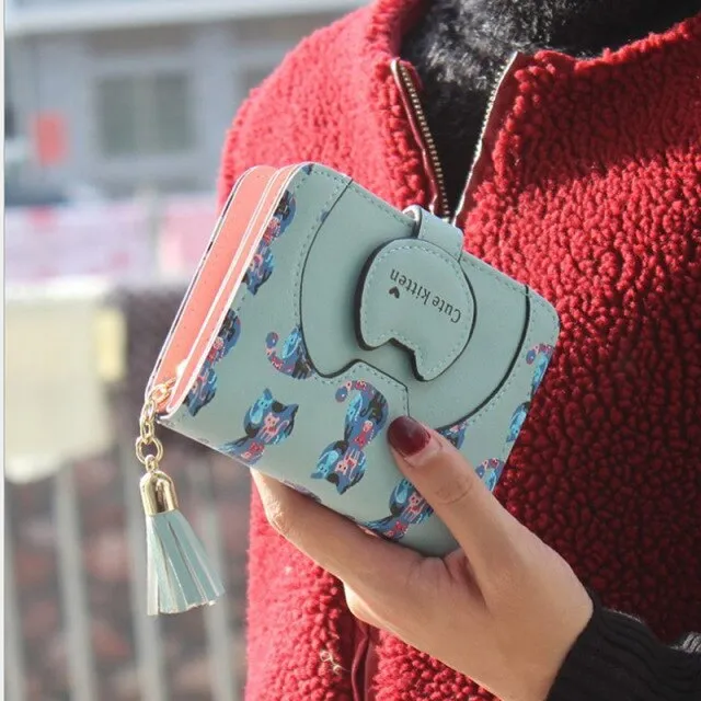 Realaiot Fashion Small Female Purse short purse Lady Letter Snap Fastener Zipper Short Clutch Wallet Card Holder Coin Money Women Wallet
