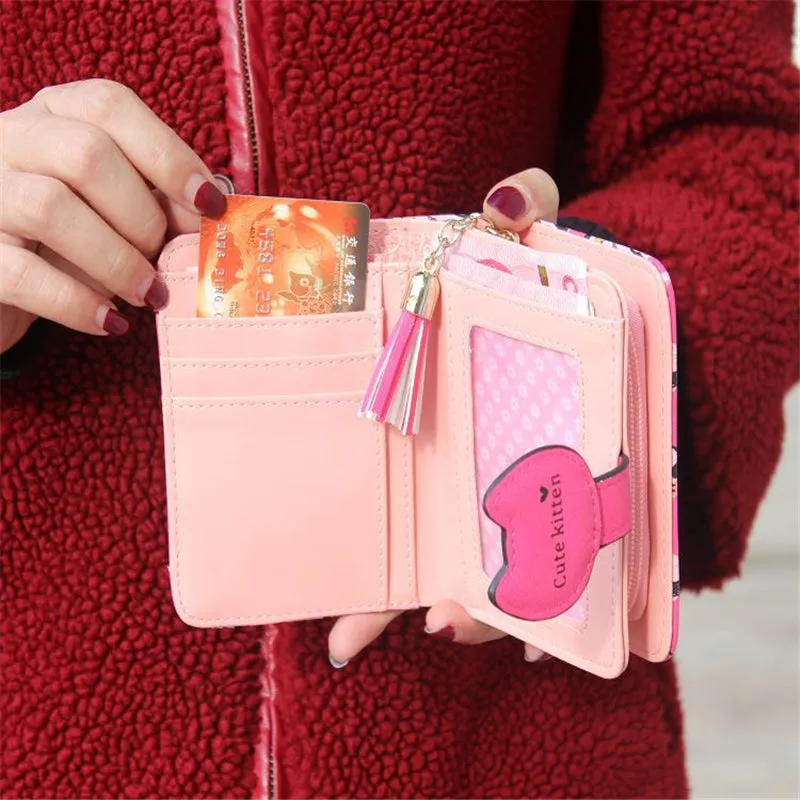 Realaiot Fashion Small Female Purse short purse Lady Letter Snap Fastener Zipper Short Clutch Wallet Card Holder Coin Money Women Wallet