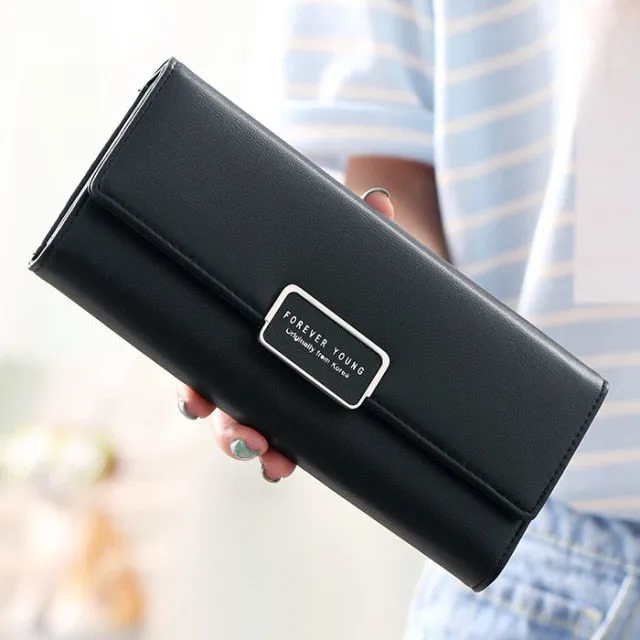Realaiot High Quality 3 Fold Women's Wallet Brand PU Leather Long Purse Clutch Coin Purse Phone Pocket Card Holder Large Capacity