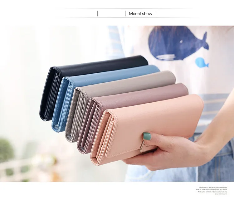 Realaiot High Quality 3 Fold Women's Wallet Brand PU Leather Long Purse Clutch Coin Purse Phone Pocket Card Holder Large Capacity
