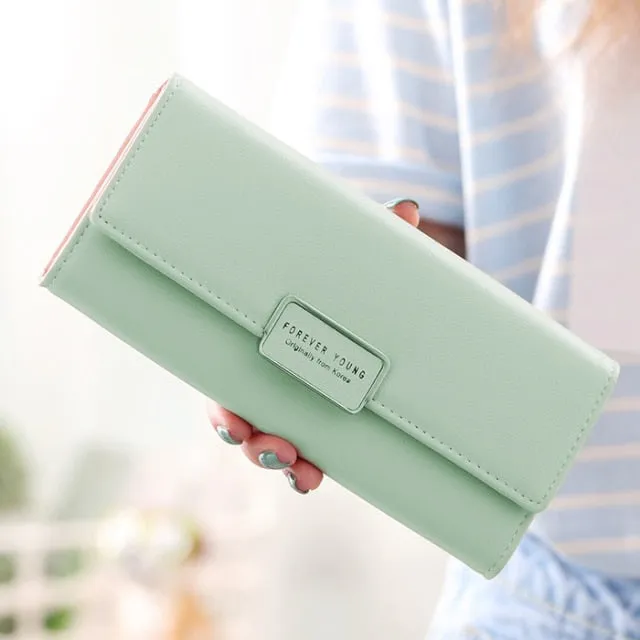 Realaiot High Quality 3 Fold Women's Wallet Brand PU Leather Long Purse Clutch Coin Purse Phone Pocket Card Holder Large Capacity