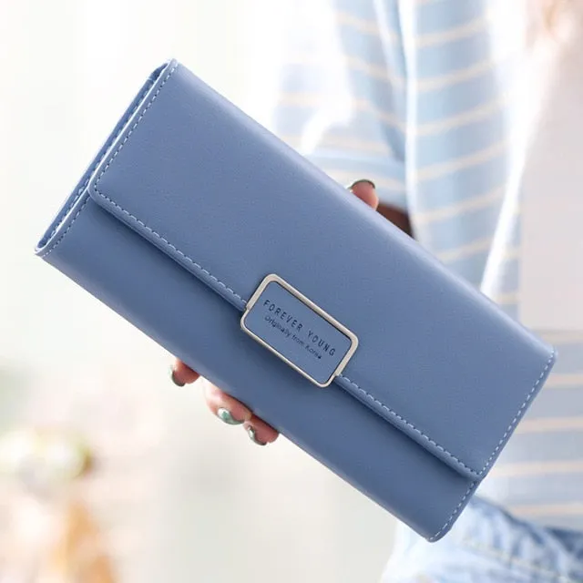 Realaiot High Quality 3 Fold Women's Wallet Brand PU Leather Long Purse Clutch Coin Purse Phone Pocket Card Holder Large Capacity
