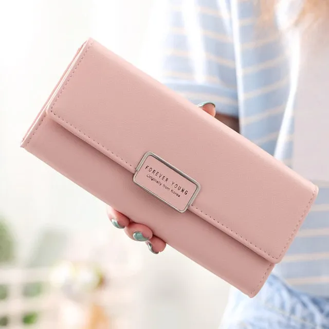 Realaiot High Quality 3 Fold Women's Wallet Brand PU Leather Long Purse Clutch Coin Purse Phone Pocket Card Holder Large Capacity