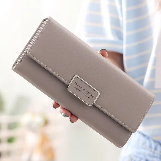 Realaiot High Quality 3 Fold Women's Wallet Brand PU Leather Long Purse Clutch Coin Purse Phone Pocket Card Holder Large Capacity