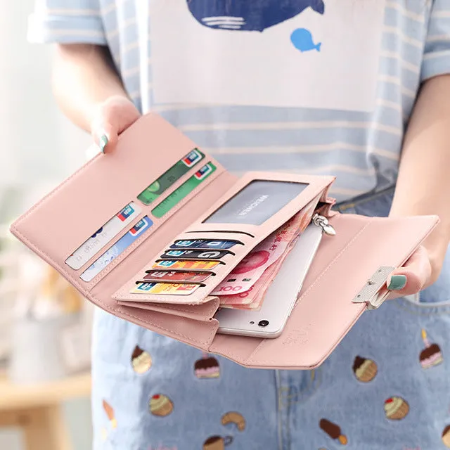 Realaiot High Quality 3 Fold Women's Wallet Brand PU Leather Long Purse Clutch Coin Purse Phone Pocket Card Holder Large Capacity