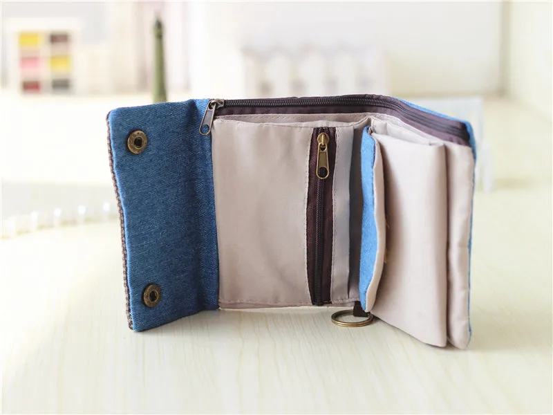 Realaiot Women Cotton Fabric Short Wallet for Female Large Capacity Coin Purse Card Holder Ladies Multifunction Men Purse Carteira