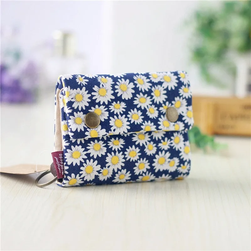 Realaiot Women Cotton Fabric Short Wallet for Female Large Capacity Coin Purse Card Holder Ladies Multifunction Men Purse Carteira