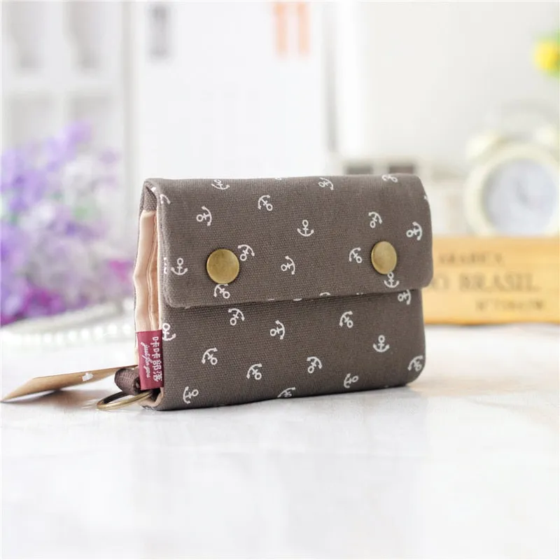 Realaiot Women Cotton Fabric Short Wallet for Female Large Capacity Coin Purse Card Holder Ladies Multifunction Men Purse Carteira