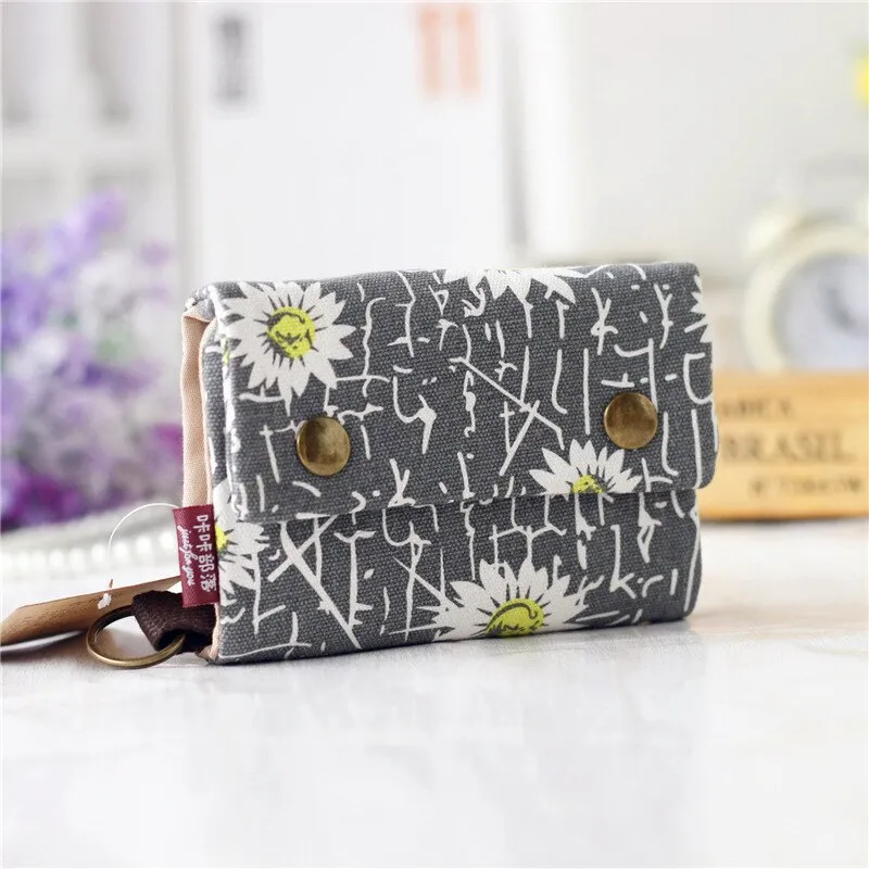 Realaiot Women Cotton Fabric Short Wallet for Female Large Capacity Coin Purse Card Holder Ladies Multifunction Men Purse Carteira