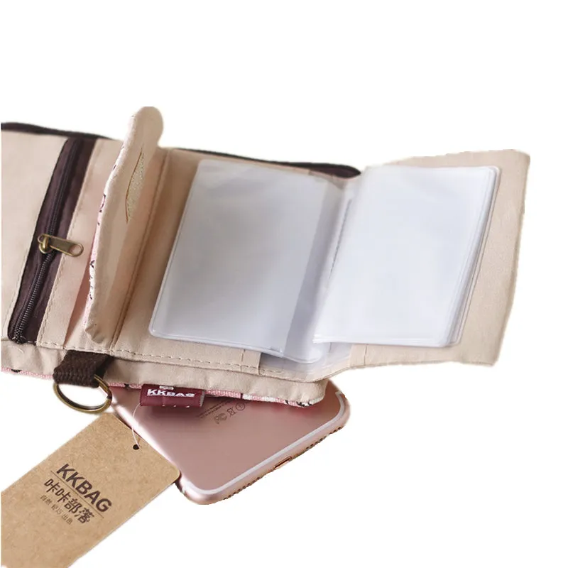 Realaiot Women Cotton Fabric Short Wallet for Female Large Capacity Coin Purse Card Holder Ladies Multifunction Men Purse Carteira