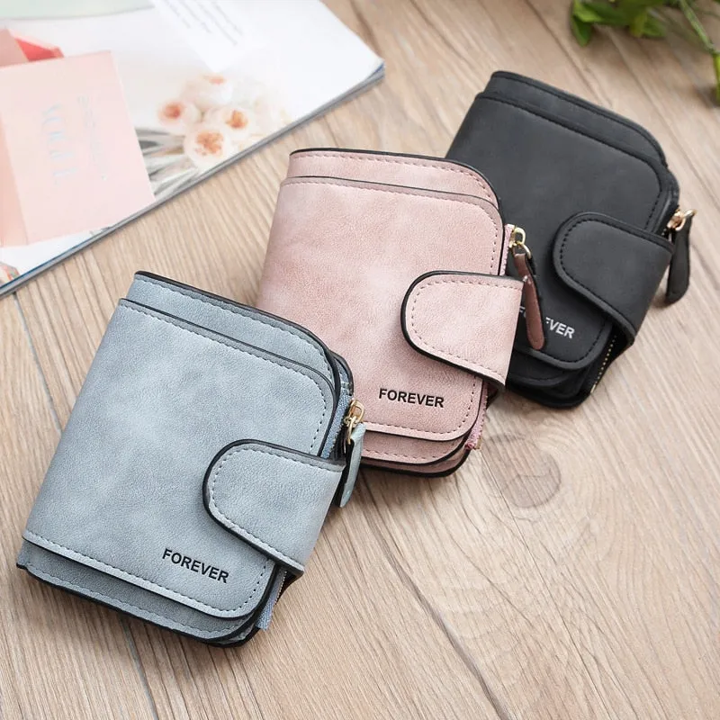Realaiot Women's Multi-Function Short Wallets PU Leather Matte High-Capacity Casual Coin Purse Zipper Pocket Hasp Card Holder Clutch