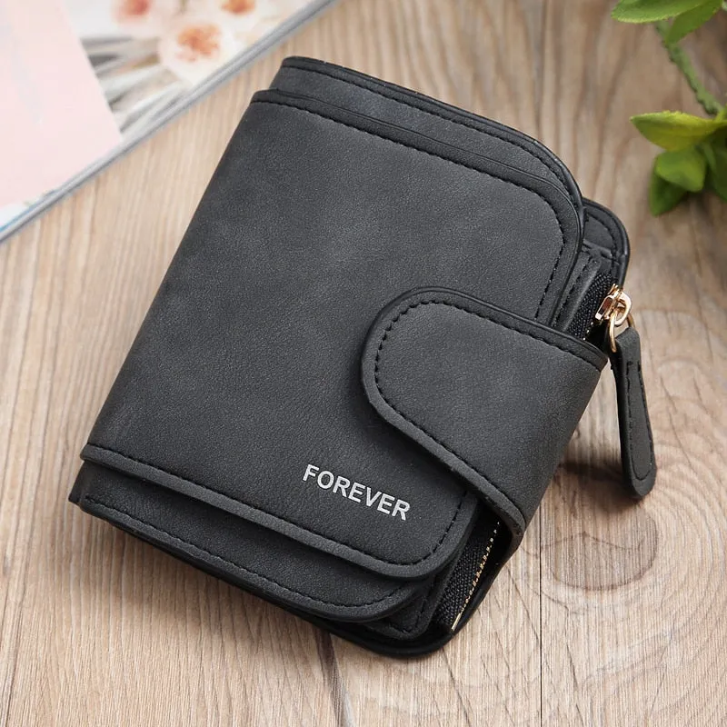 Realaiot Women's Multi-Function Short Wallets PU Leather Matte High-Capacity Casual Coin Purse Zipper Pocket Hasp Card Holder Clutch